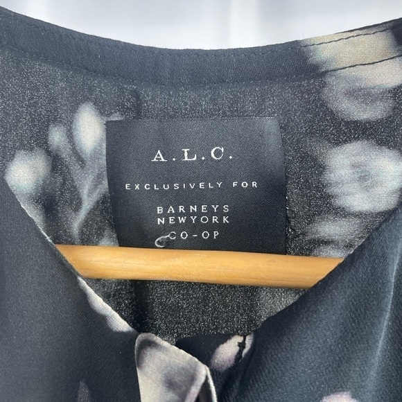 A.L.C. Silk Floral Print Sleeveless Midi Dress in Black Size Small - Picture 5 of 6